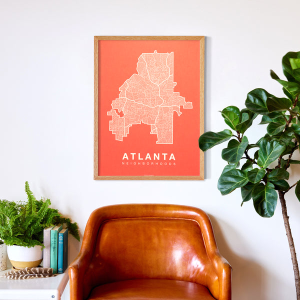 Atlanta Neighborhood Map Poster, Atlanta City Map Art Print