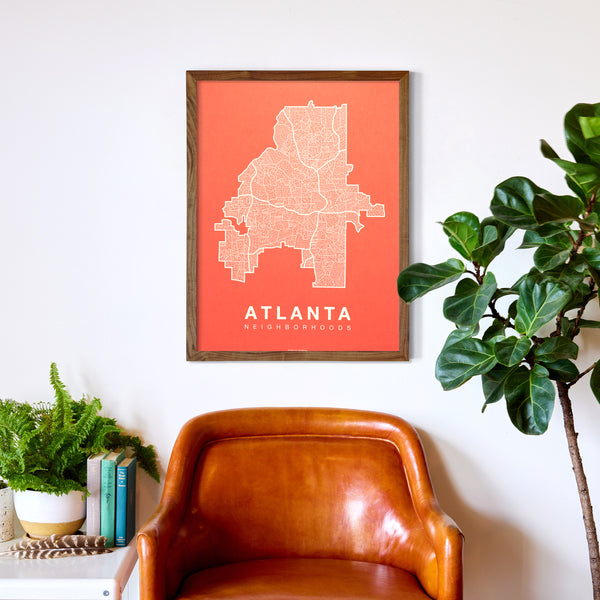 Atlanta Neighborhood Map Poster, Atlanta City Map Art Print