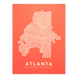 Atlanta Neighborhood Map Poster, Atlanta City Map Art Print