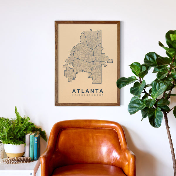 Atlanta Neighborhood Map Poster, Atlanta City Map Art Print