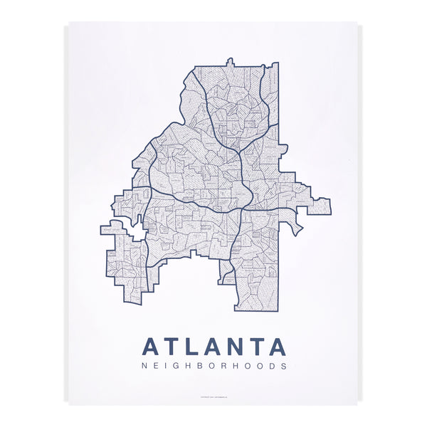 Atlanta Neighborhood Map Poster, Atlanta City Map Art Print