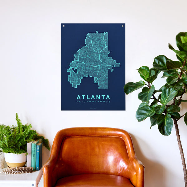 Atlanta Neighborhood Map Poster, Atlanta City Map Art Print