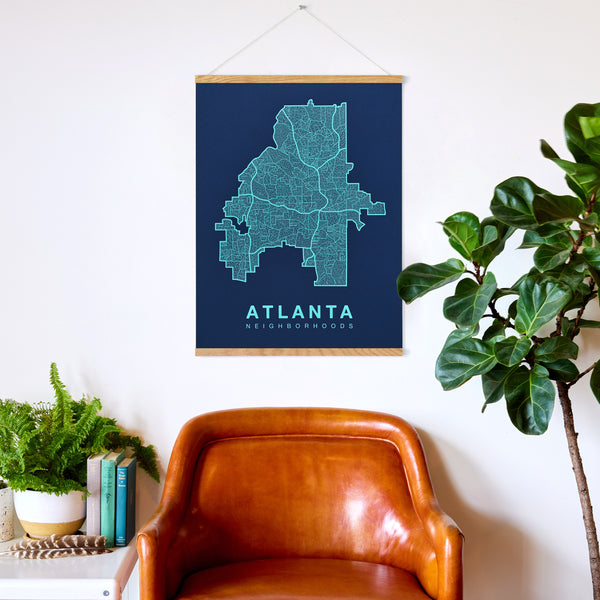 Atlanta Neighborhood Map Poster, Atlanta City Map Art Print