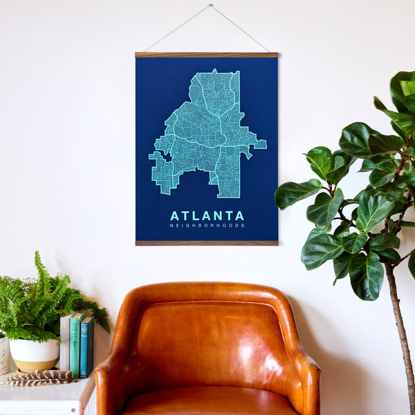 Atlanta Neighborhood Map Poster, Atlanta City Map Art Print