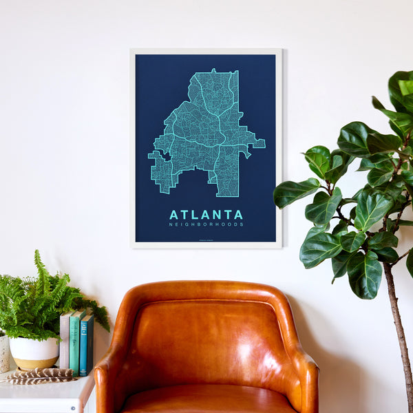 Atlanta Neighborhood Map Poster, Atlanta City Map Art Print
