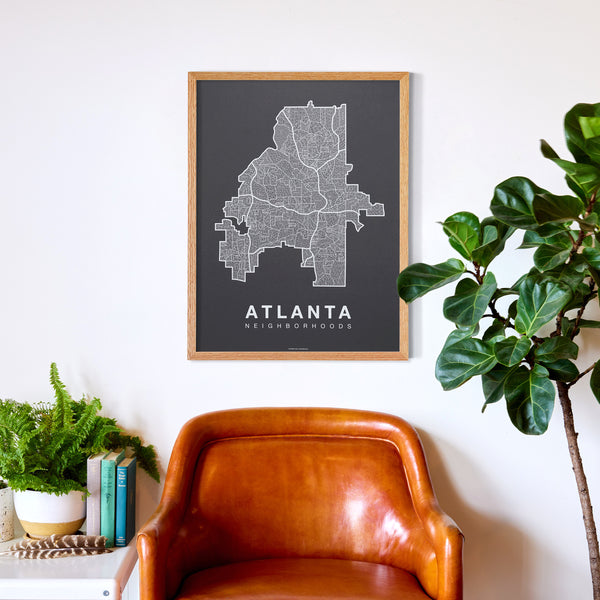 Atlanta Neighborhood Map Poster, Atlanta City Map Art Print