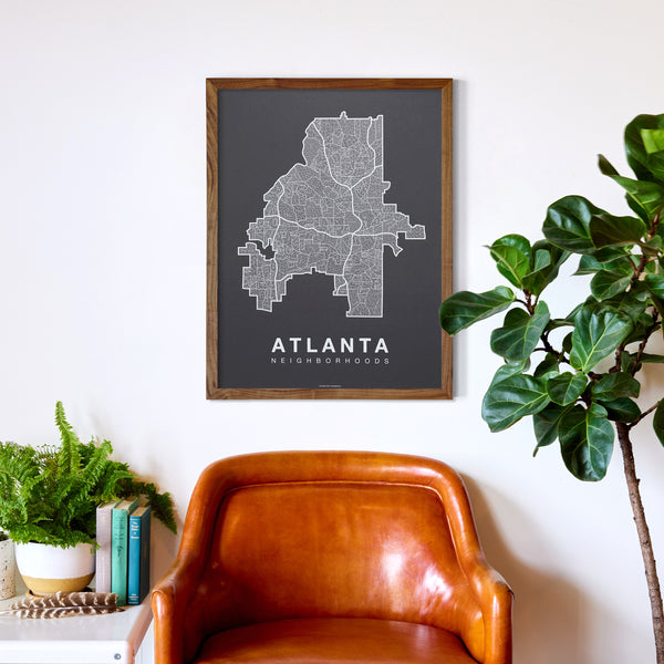 Atlanta Neighborhood Map Poster, Atlanta City Map Art Print