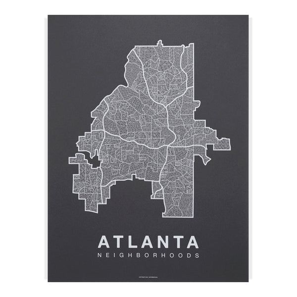 Atlanta Neighborhood Map Poster, Atlanta City Map Art Print