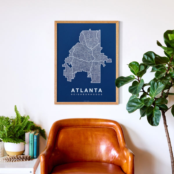 Atlanta Neighborhood Map Poster, Atlanta City Map Art Print