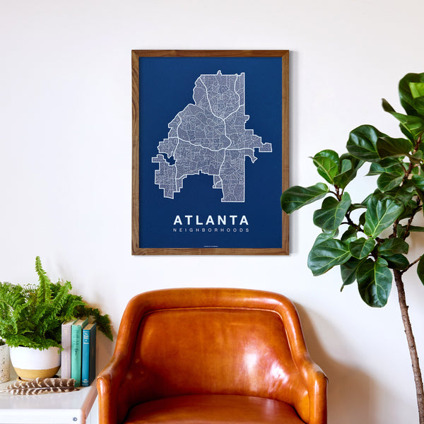 Atlanta Neighborhood Map Poster, Atlanta City Map Art Print
