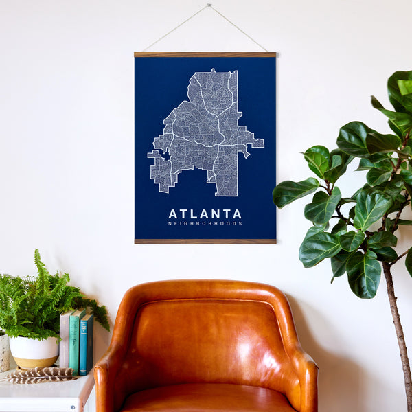 Atlanta Neighborhood Map Poster, Atlanta City Map Art Print