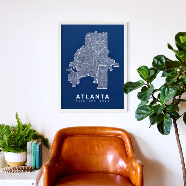 Atlanta Neighborhood Map Poster, Atlanta City Map Art Print
