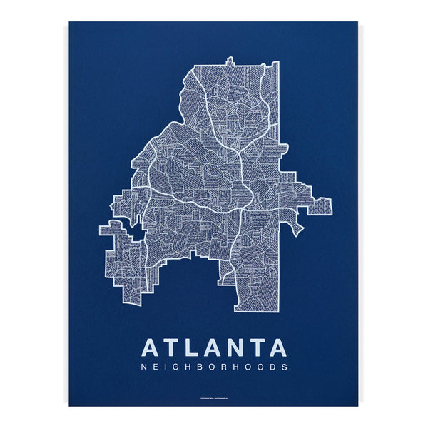 Atlanta Neighborhood Map Poster, Atlanta City Map Art Print