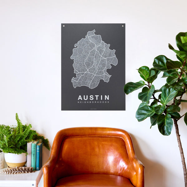 Austin Neighborhood Map Poster, Austin City Map Art Print