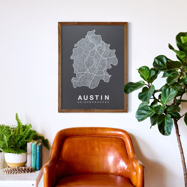 Austin Neighborhood Map Poster, Austin City Map Art Print