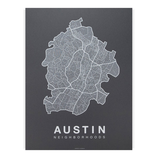Austin Neighborhood Map Poster, Austin City Map Art Print