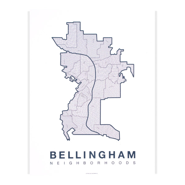 Bellingham Neighborhood Map Poster, Bellingham City Map Art Print