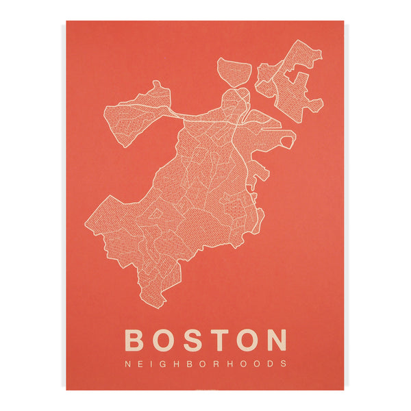 Boston Neighborhood Map Poster, Boston City Map Art Print