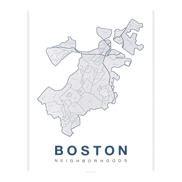 Boston Neighborhood Map Poster, Boston City Map Art Print