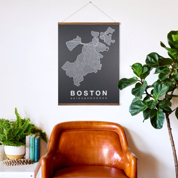Boston Neighborhood Map Poster, Boston City Map Art Print