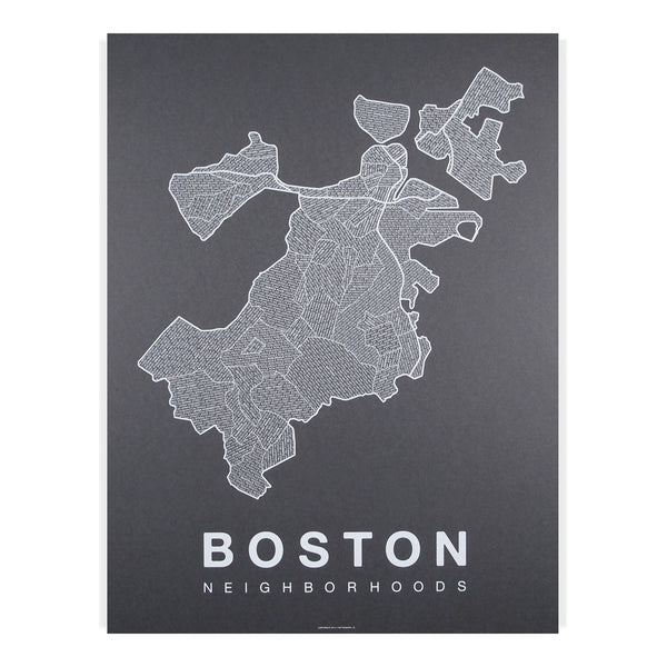 Boston Neighborhood Map Poster, Boston City Map Art Print