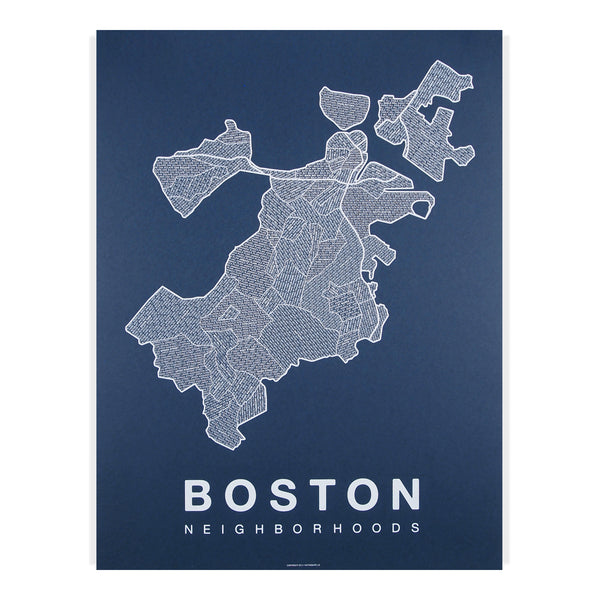 Boston Neighborhood Map Poster, Boston City Map Art Print