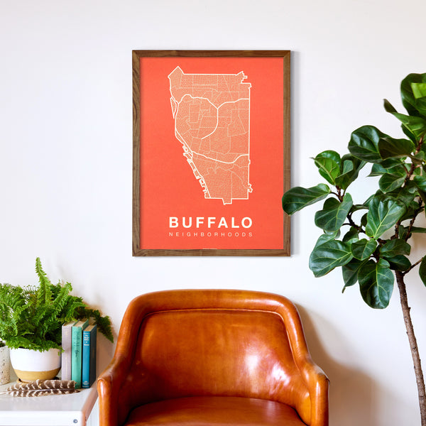 Buffalo Neighborhood Map Poster, Buffalo City Map Art Print