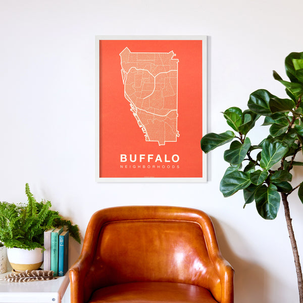 Buffalo Neighborhood Map Poster, Buffalo City Map Art Print