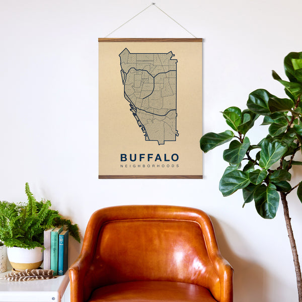 Buffalo Neighborhood Map Poster, Buffalo City Map Art Print
