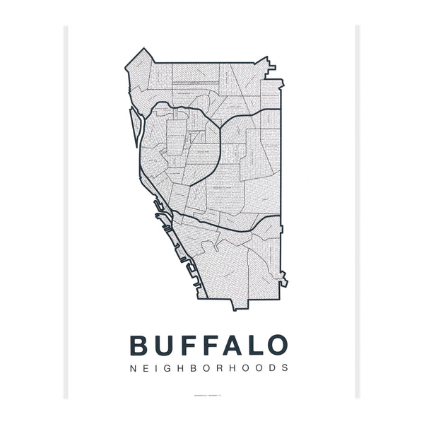 Buffalo Neighborhood Map Poster, Buffalo City Map Art Print
