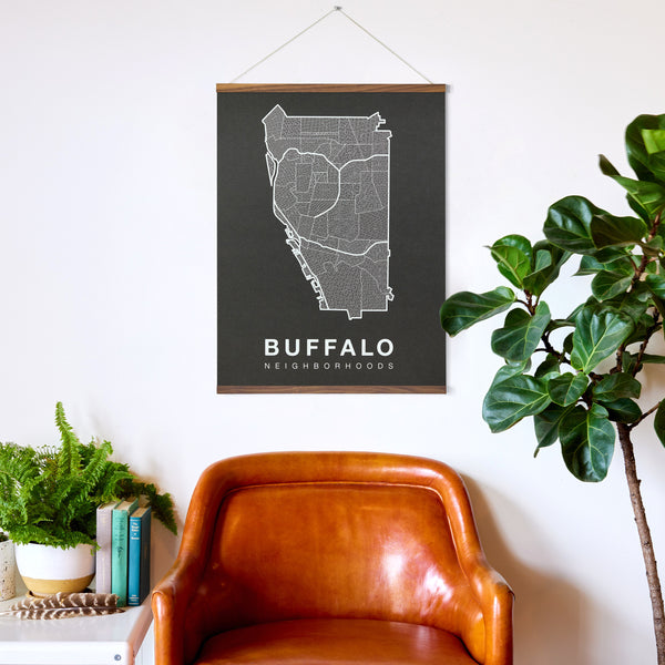 Buffalo Neighborhood Map Poster, Buffalo City Map Art Print