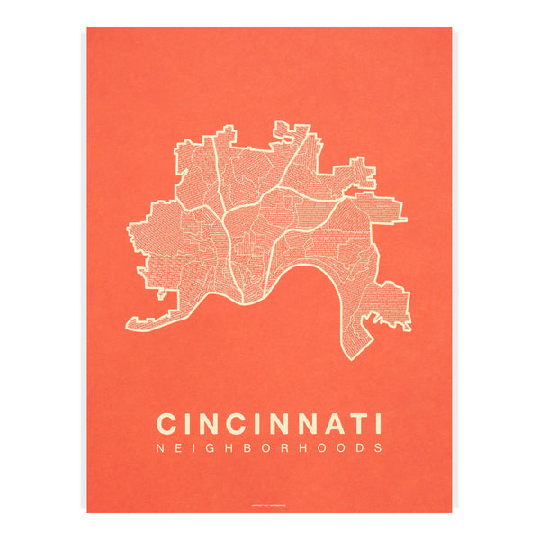 Cincinnati Neighborhood Map Poster, Cincinnati City Map Art Print