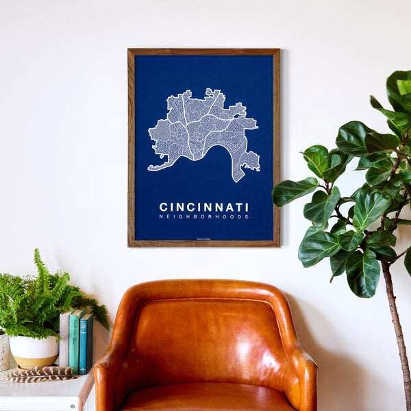 Cincinnati Neighborhood Map Poster, Cincinnati City Map Art Print