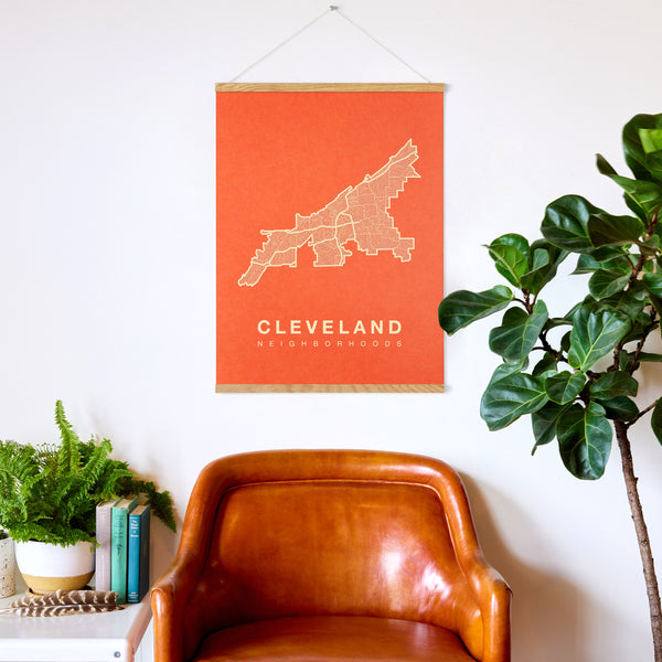 Cleveland Neighborhood Map Poster, Cleveland City Map Art Print