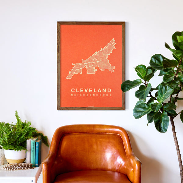 Cleveland Neighborhood Map Poster, Cleveland City Map Art Print