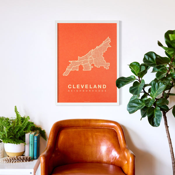 Cleveland Neighborhood Map Poster, Cleveland City Map Art Print