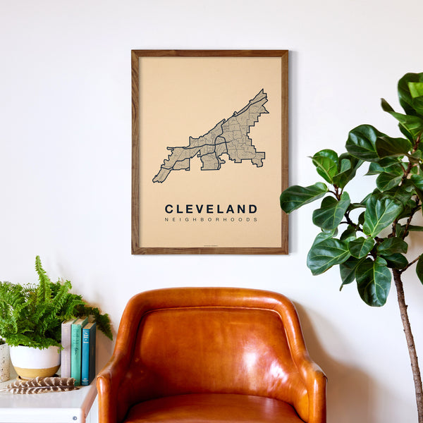 Cleveland Neighborhood Map Poster, Cleveland City Map Art Print