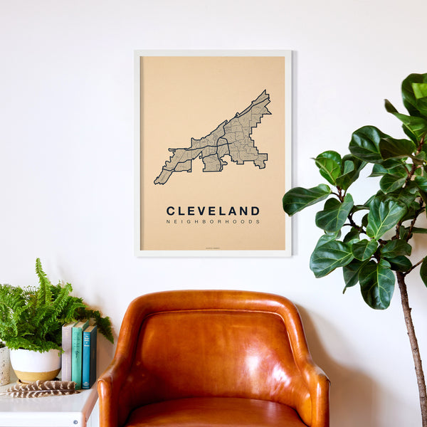 Cleveland Neighborhood Map Poster, Cleveland City Map Art Print