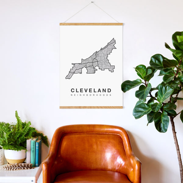 Cleveland Neighborhood Map Poster, Cleveland City Map Art Print