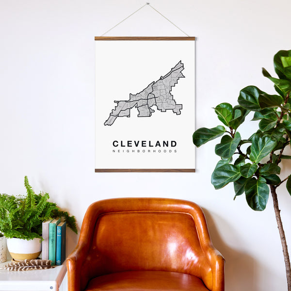 Cleveland Neighborhood Map Poster, Cleveland City Map Art Print
