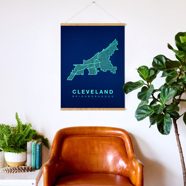 Cleveland Neighborhood Map Poster, Cleveland City Map Art Print