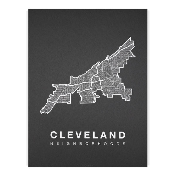 Cleveland Neighborhood Map Poster, Cleveland City Map Art Print