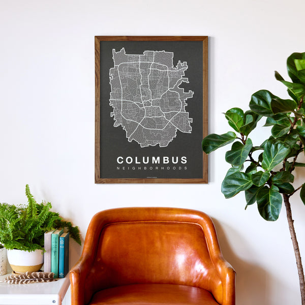 Columbus Neighborhood Map Poster, Columbus City Map Art Print
