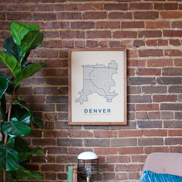 Denver Neighborhood Map Poster, Denver City Map Art Print