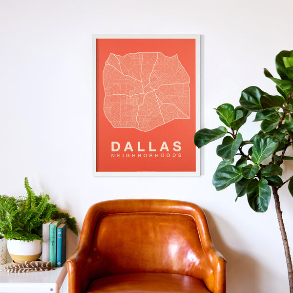 Dallas Neighborhood Map Poster, Dallas City Map Art Print