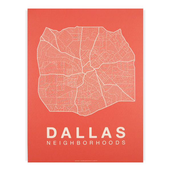 Dallas Neighborhood Map Poster, Dallas City Map Art Print
