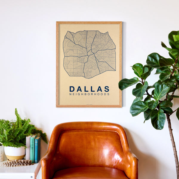 Dallas Neighborhood Map Poster, Dallas City Map Art Print