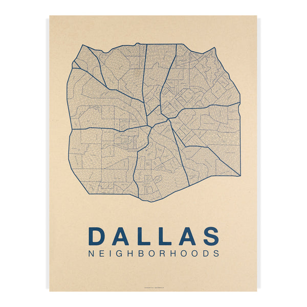 Dallas Neighborhood Map Poster, Dallas City Map Art Print