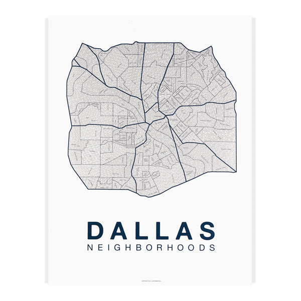Dallas Neighborhood Map Poster, Dallas City Map Art Print