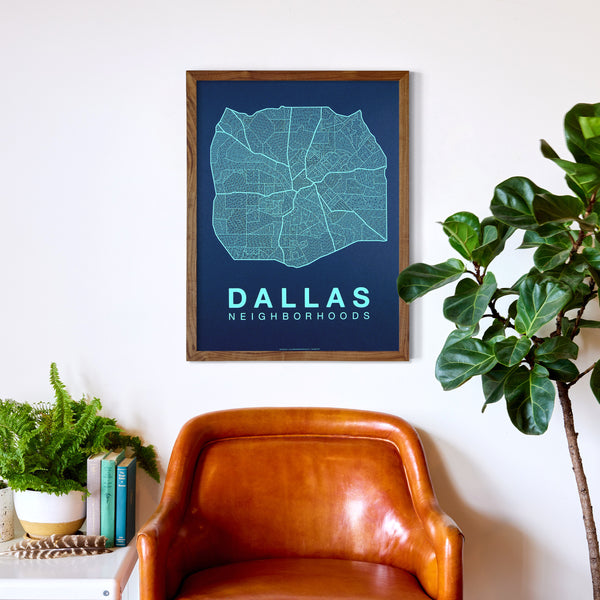 Dallas Neighborhood Map Poster, Dallas City Map Art Print